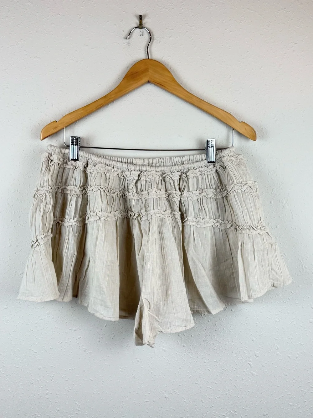 Free People Free-est Angelina Beige Ruffled 2 Piece Beach Set Sz Medium NEW